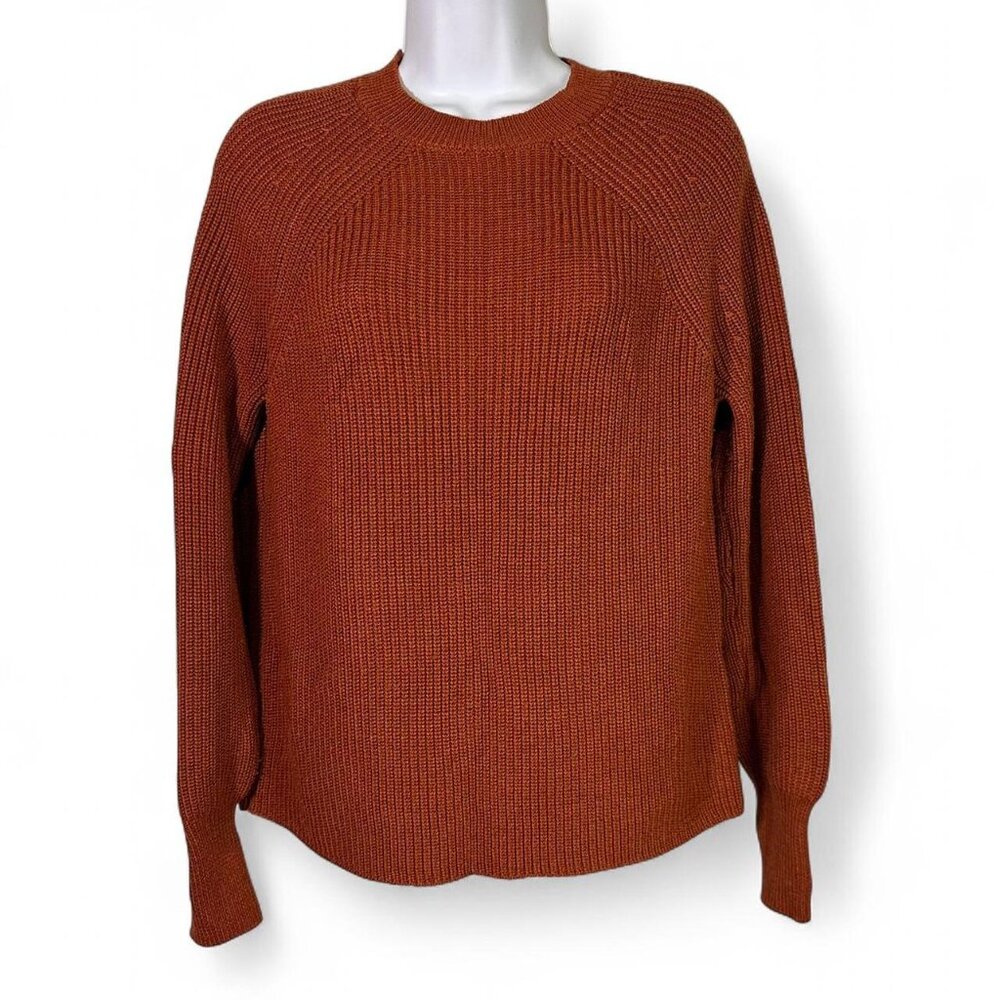 Jessica Simpson Bell Sleeve Rib Knit Crewneck Sweater in Sienna